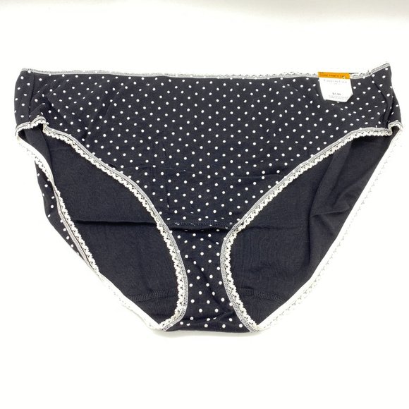 INC black and white polka dot briefs panties size 3X New lace trim cotton - Picture 2 of 5